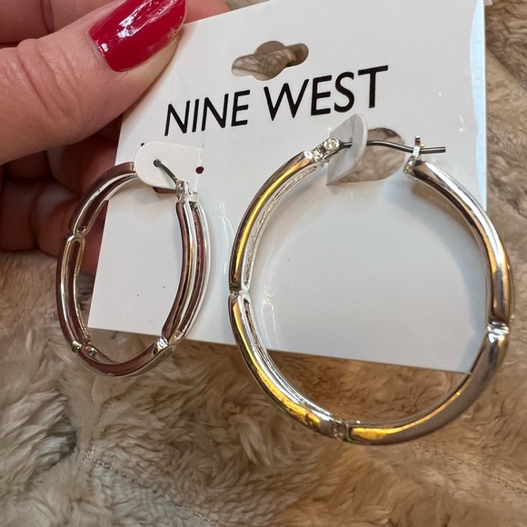 Nine West Jewelry - Nine West Shiny Silver Hoop Earrings NWT